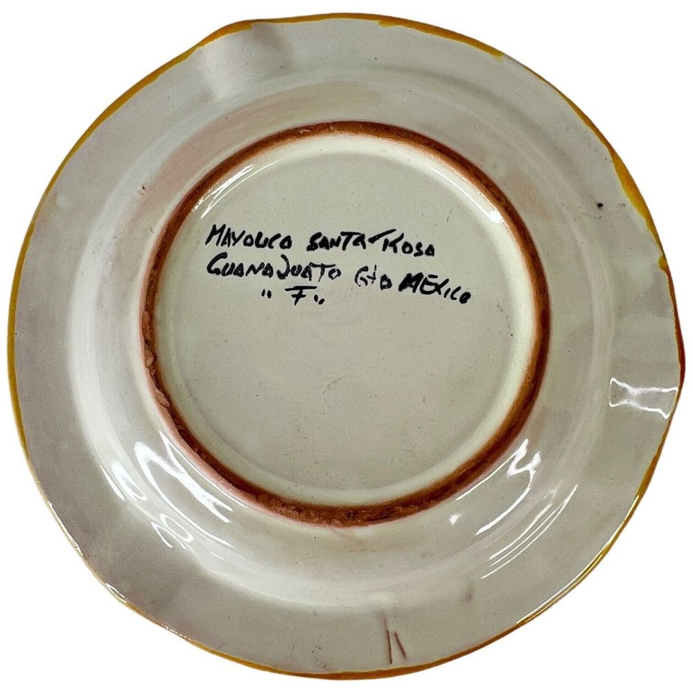 Mayolica Santa Rosa Guanajuato Mexico Ashtray Hand Painted Art Pottery Floral - Picture 6 of 9